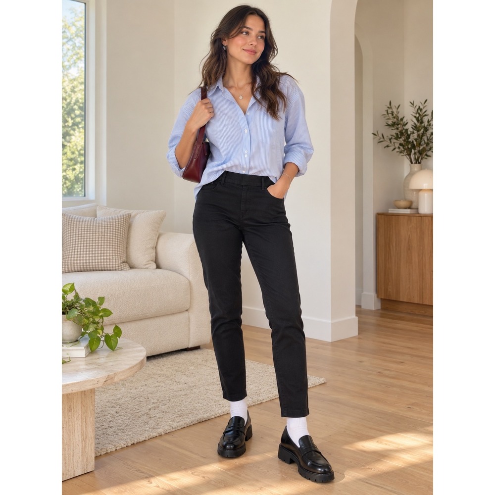 J.Crew Dannie Black Skinny Pants Rear Zip Stretch Trousers Size 6